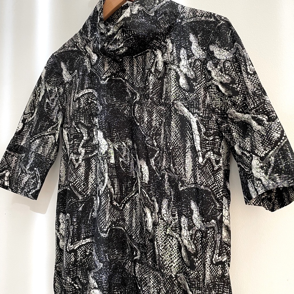 MARNI cotton printed top animal print snake turtle neck